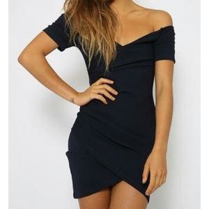 Peppermayo Navy Off-Shoulder Mini Dress